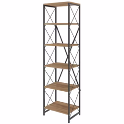 BIBLIOTHÈQUE - Etagère de bureau, Porte-livre mobile, Librairie, 50x30h180 cm, Chêne et Noir. STRUCTURE ET UTILISATION - Supp ...