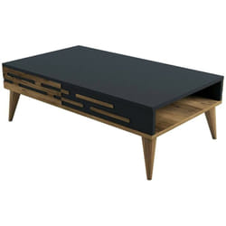 Table basse Saiph, Table basse, Porte-revues pour canapé, Etagère de salon, 105x35h60 cm, Noyer et Anthracite, avec emballage renforcé - Dmora