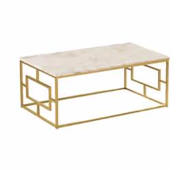 TABLE BASSE - Table basse, Porte-revues pour canapé, Etagère de salon, 100x60h40 cm, Marbre Blanc et Or. STRUCTURE ET UTILISA ...