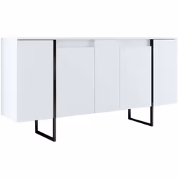 BUFFET - Buffet du salon, Commode de salon, Garde-manger de cuisine, 160x35h80 cm, Blanc et Noir. STRUCTURE ET UTILISATION -  ...