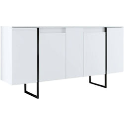 Dmora - Buffet Betel, Buffet du salon, Commode de salon, Garde-manger de cuisine, 160x35h80 cm, Blanc et Noir, avec emballage renforcé
