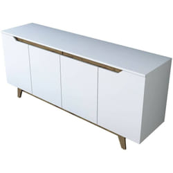 Dmora - Buffet Nusakan, Buffet du salon, Commode de salon, Garde-manger de cuisine, 180x45h79 cm, Blanc et Noyer, avec emballage renforcé