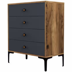 COMMODE - Commode polyvalente, Commode de chambre, Meuble avec tiroirs, 76x40h91 cm, Noyer et Anthracite. STRUCTURE ET UTILIS ...