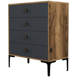 Commode Aether, Commode polyvalente, Commode de chambre, Meuble avec tiroirs, 76x40h91 cm, Noyer et Anthracite, avec emballage renforcé - Dmora