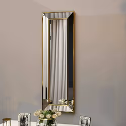 MIROIR - Verre miroité, Objet d'ameublement mural, Décoration avec miroir, 30x3h90 cm, Or. STRUCTURE ET UTILISATION - Miroir  ...
