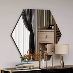 MIROIR - Verre miroité, Objet d'ameublement mural, Décoration avec miroir, 70x2h60 cm, Noir. STRUCTURE ET UTILISATION - Miroi ...