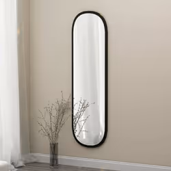 MIROIR - Verre miroité, Objet d'ameublement mural, Décoration avec miroir, 40x2h120 cm, Noir. STRUCTURE ET UTILISATION - Miro ...