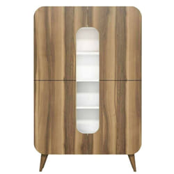 Dmora - Buffet Betria, Buffet du salon, Commode de salon, Garde-manger de cuisine, 93x32h144 cm, Noyer et Blanc, avec emballage renforcé