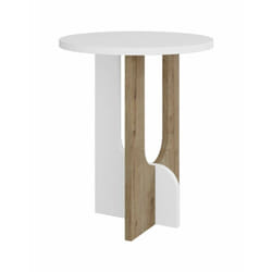 Table basse Nysa, Table basse, Porte-revues pour canapé, Etagère de salon, 40x40h47 cm, Blanc et chêne, avec emballage renforcé - Dmora