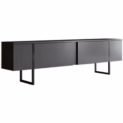MEUBLE TV - Buffet de salon, Armoire basse pour TV, Base murale de rangement, 180x30h50 cm, Anthracite et Noir. STRUCTURE ET  ...