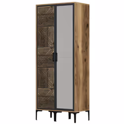 GARDE-ROBE 2 PORTES - Meubles de chambre, Penderie de plain-pied, Placard à vêtements, 80x201h48 cm, Noyer et Anthracite. STR ...
