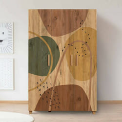 Garde-robe 3 portes Samh, Meubles de chambre, Penderie de plain-pied, Placard à vêtements, 120x48h189 cm, Chêne, avec emballage renforcé - Dmora