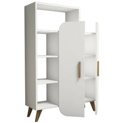Dmora - Buffet Dgiavard, Buffet du salon, Commode de salon, Garde-manger de cuisine, 90x32h132 cm, Blanc