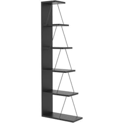 Dmora - Bibliothèque Dpallanc, Etagère de bureau, Porte-livre mobile, Librairie, 50x22h150 cm, Anthracite et Noir