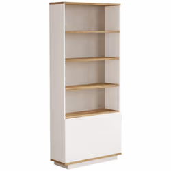 BIBLIOTHÈQUE - Etagère de bureau, Porte-livre mobile, Librairie, 75x27h168 cm, Chêne et Blanc. STRUCTURE ET UTILISATION - Sup ...