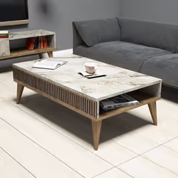 Table basse Dgiovinc - Dmora - Mélamine - Noyer blanc 105x66h34.6 cm