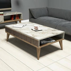 Table basse Dgiovinc - Dmora - Mélamine - Noyer blanc 105x66h34.6 cm