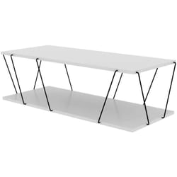 Table basse Dmarches, Table basse, Porte-revues pour canapé, Etagère de salon, 120x50h30 cm, Blanc et Noir - Dmora