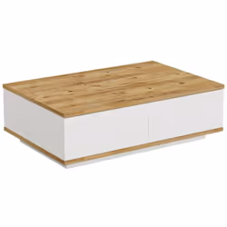 TABLE BASSE - Table basse, Porte-revues pour canapé, Etagère de salon, 90x60h29 cm, Chêne et Blanc. STRUCTURE ET UTILISATION ...