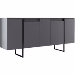BUFFET - Buffet du salon, Commode de salon, Garde-manger de cuisine, 160x35h80 cm, Anthracite et Noir. STRUCTURE ET UTILISATI ...