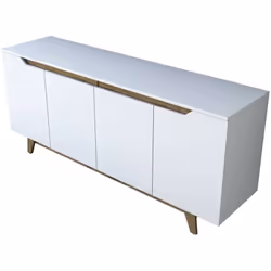 BUFFET - Buffet du salon, Commode de salon, Garde-manger de cuisine, 180x45h79 cm, Blanc et Noyer. STRUCTURE ET UTILISATION - ...