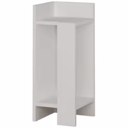 CHEVET - Commode basse, Table de nuit, Étagère de chevet, 25x27h60 cm, Blanc. STRUCTURE ET UTILISATION - La structure aux lig ...