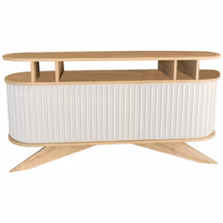 BUFFET - Buffet du salon, Commode de salon, Garde-manger de cuisine, 150x43h75 cm, Chêne et Blanc. STRUCTURE ET UTILISATION - ...