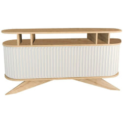 Dmora - Buffet Dpoluzz, Buffet du salon, Commode de salon, Garde-manger de cuisine, 150x43h75 cm, Chêne et Blanc