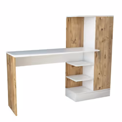 BUREAU - Pupitre polyvalent, Table de bureau pour PC, Plan de travail, 152x40h120 cm, Chêne et Blanc. STRUCTURE ET UTILISATIO ...