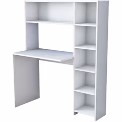 BUREAU - Pupitre polyvalent, Table de bureau pour PC, Plan de travail, 113x40h142 cm, Blanc. STRUCTURE ET UTILISATION - Burea ...