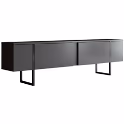 MEUBLE TV - Buffet de salon, Armoire basse pour TV, Base murale de rangement, 180x30h50 cm, Anthracite et Noir. STRUCTURE ET  ...