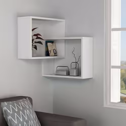 Étagère Leslie 68 x 60 x h 68 cm blanche Panneau effet bois