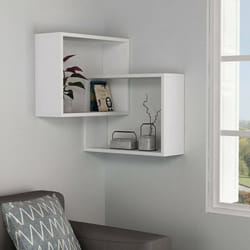 Étagère Leslie 68 x 60 x h 68 cm blanche Panneau effet bois