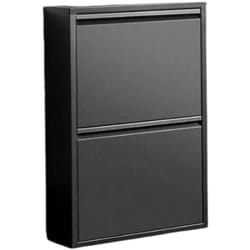 Dmora - Meuble à chaussures Ezequiel, Meuble à chaussures, Armoire d'entrée polyvalente, Rangement pour chaussures, 50x15h71 cm, Noir, avec emballage