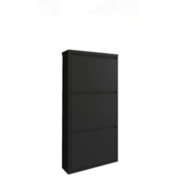 Dmora - Meuble à chaussures Eliseo, Meuble à chaussures, Armoire d'entrée polyvalente, Rangement pour chaussures, 50x15h104 cm, Noir, avec emballage