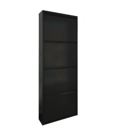 Dmora - Meuble à chaussures Gonzalo, Meuble à chaussures, Armoire d'entrée polyvalente, Rangement pour chaussures, 50x15h138 cm, Noir, avec emballage