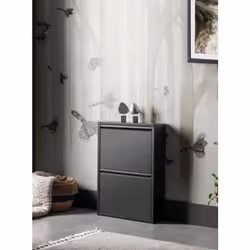 MEUBLE À CHAUSSURES - Meuble à chaussures, Armoire d'entrée polyvalente, Rangement pour chaussures, 50x15h71 cm, Noir. STRUCT ...