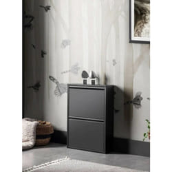 Meuble à chaussures Dabadí, Meuble à chaussures, Armoire d'entrée polyvalente, Rangement pour chaussures, 50x15h71 cm, Noir - Dmora