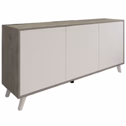BUFFET - Buffet du salon, Commode de salon, Garde-manger de cuisine, 154x40h72 cm, Gris clair et Blanc. STRUCTURE ET UTILISAT ...