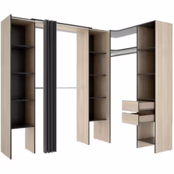 GRANDE GARDE-ROBE - Meubles de chambre, Penderie de plain-pied, Placard à vêtements, 234x141 h205 cm, Anthracite et Chêne cla ...