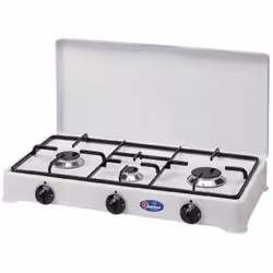 Ce réchaud à gaz Parker est pourvu de un à quatre brûleurs différents. Il est facile à nettoyer grâce au support de casserole ...
