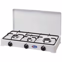 Ce réchaud à gaz Parker est pourvu de un à quatre brûleurs différents. Il est facile à nettoyer grâce au support de casserole ...