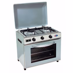 Petit four à gaz avec réchaud 2 feux, idéal pour être transporté ou installé dans un camping-car ou une caravane. Compatible  ...