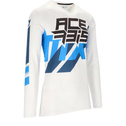 Acerbis X-Flex Three Maillot de motocross, blanc-bleu, taille L pour Hommes