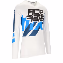 Acerbis X-Flex Three Maillot de motocross, blanc-bleu, taille L pour Hommes