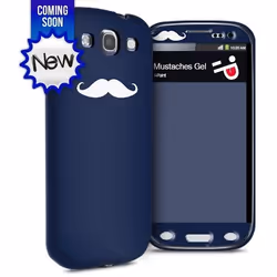 i-Paint Mustaches Case+Gel, Housse, Samsung, Galaxy S3, Bleu, Blanc