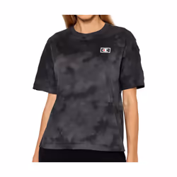 T-shirt Femme Noir - Champion 114761 - Manches Courtes - Effet Délavé - Logo Imprimé - 100% Coton