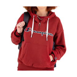 Sweat - CHAMPION - Femme - Rouge - Col zippé 1/2 - Tissu polaire