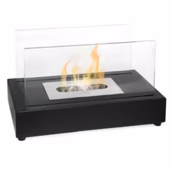 DIVINA FIRE DF41838, Cheminée portable, Bioéthanol, Noir, Transparent, Intérieur & extérieur, 75 m³, Acier inoxydable, Verre  ...