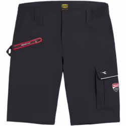 Description Bermuda Diadora "Ducati", couleur noir, en nylon stretch avec traitement anti-humidité, logo et écriture "Ducati  ...